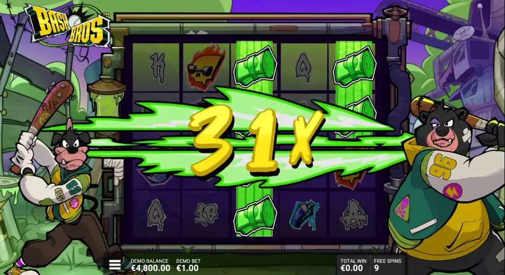 бонусная игра в игровом автомате Bash Bros от хаскав гейминг